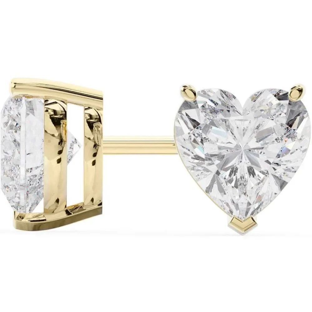 Heart-Shaped Moissanite Stud Gold Earrings Romantic Sparkle for Valentine’s Day